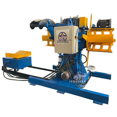 “Automatic 5T Capacity 500mm Width Double Head Hydraulic Uncoiler Decoiler with Loading Trolley for Steel Coil Feeding Line”