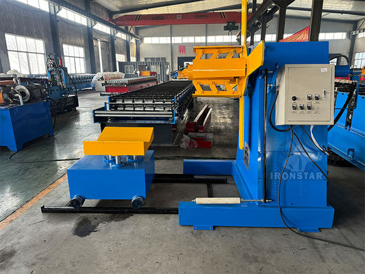“5 Ton 500mm Width Hydraulic Decoiler With Car Automatic Hydraulic Uncoiler Machine For Metal Sheet Roll Forming Line”