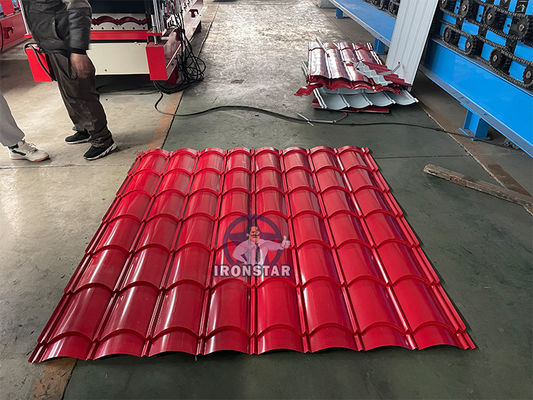 “828 Glazed Tile Roll Forming Machine For Bolivia Water Ripple Roll Forming Machine Step Tile Roof Panel Making Machine”