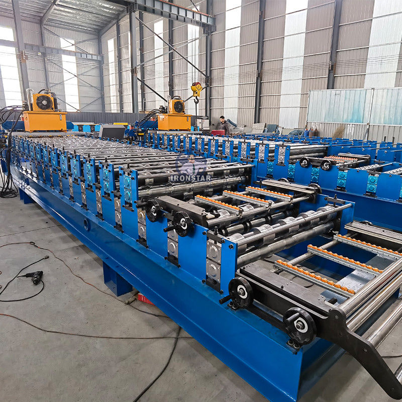 0.3-0.8mm PPGI Trapezoidal & Bamboo Tile Double Layer Roll Forming Machine in China