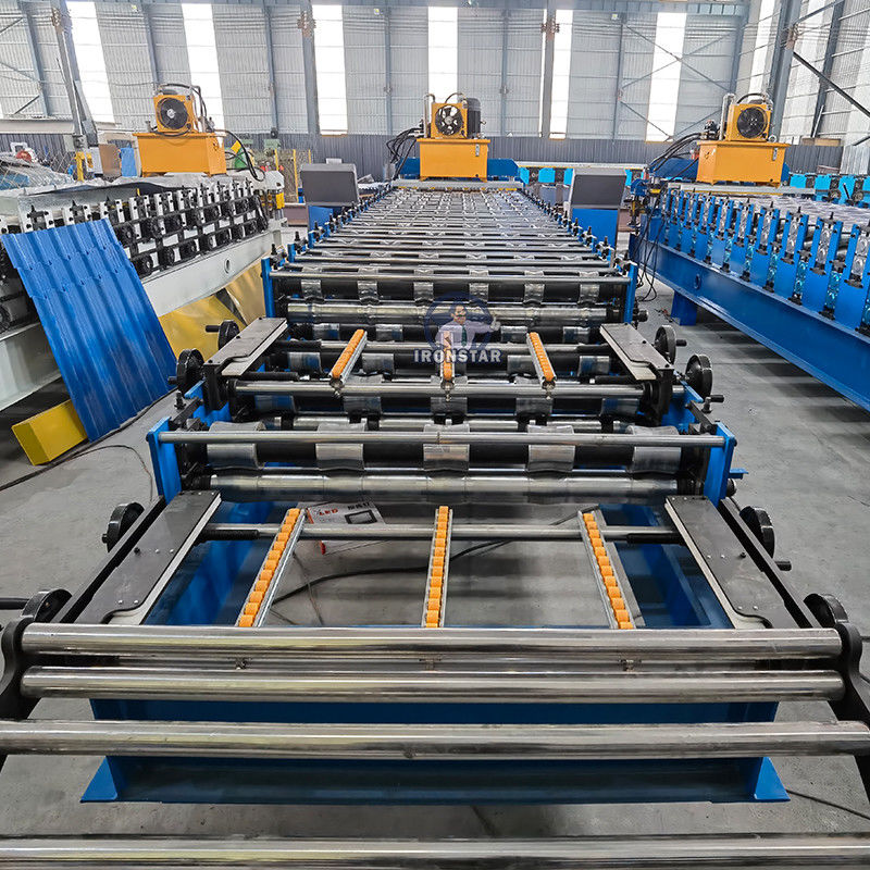 0.3-0.8mm PPGI Trapezoidal & Bamboo Tile Double Layer Roll Forming Machine in China