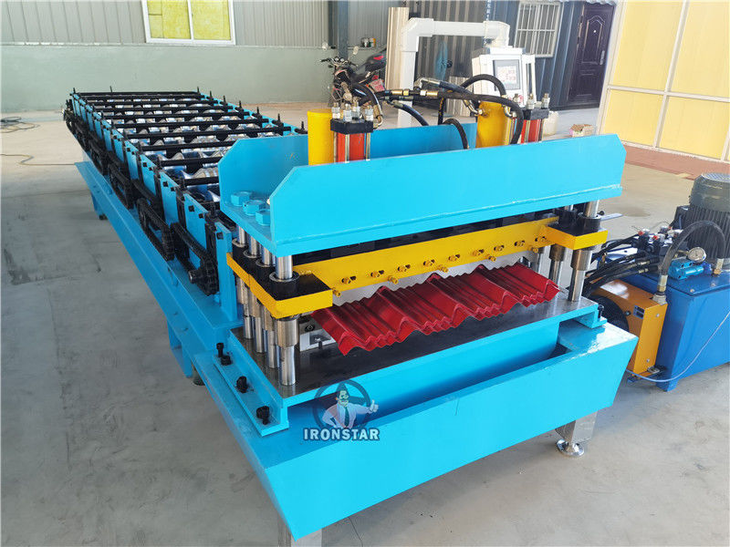 1000mm Glazed Tile Roll Forming Machine With Hydraulic Cutting