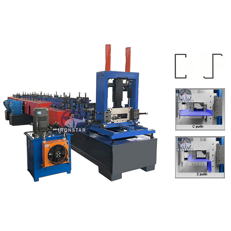 Thickness 1-4mm Interchange CZ Purlin Roll Forming Machine High Efficiency