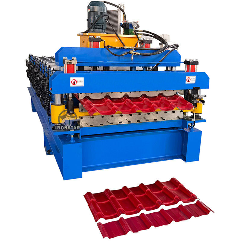 0.3-0.8mm PPGI Trapezoidal & Bamboo Tile Double Layer Roll Forming Machine in China