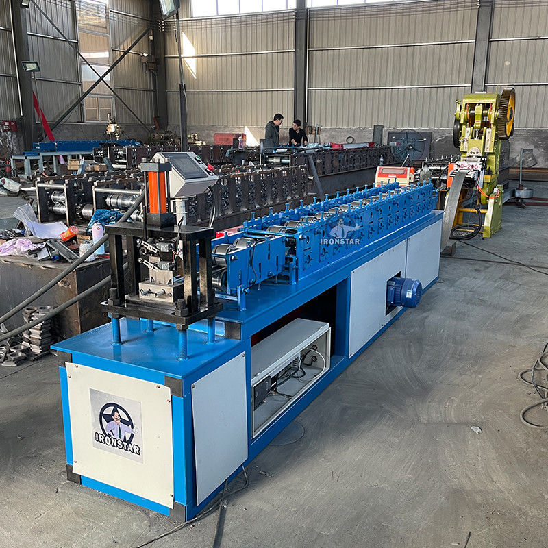 Roller Steel Punching Hole Door Shutter Roll Forming Machine PLC control