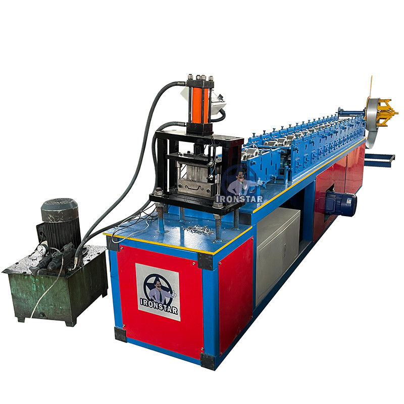 Red 100mm Roller Shutter Roll Forming Machine With Manual Decoiler