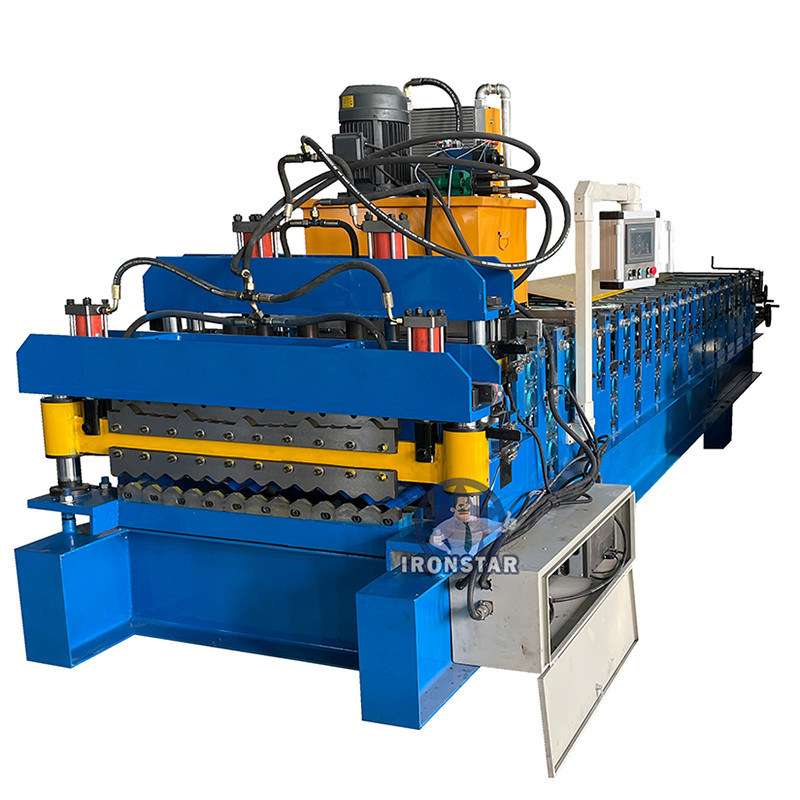 “840 836 5 Rib Trapezoidal Corrugated Double Layer Roll Forming Machine for Color Steel High Quality 840 836 Trapezoidal Corrugated Double Layer Roll Forming Machine 5 Rib”