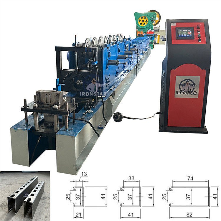 2024 New 41*21 / 41*41 / 41*82mm 3 sizes in 1 Solor bracket roll forming machine in Saudi Arabia