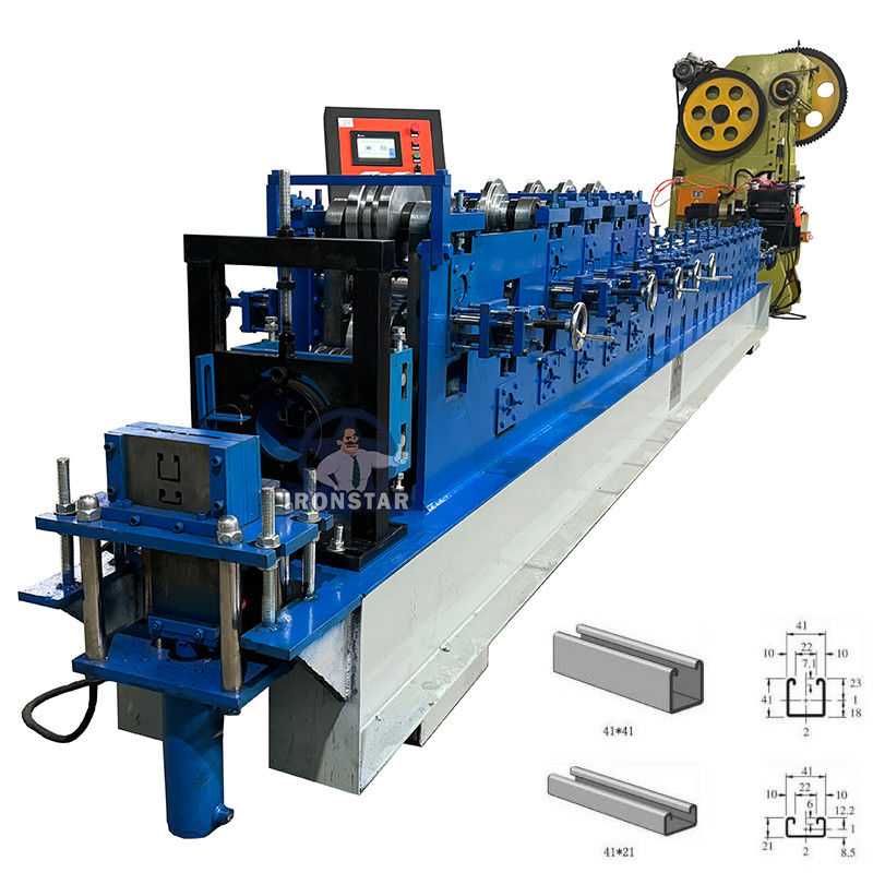 12 GA 41*21 / 41*41 2 sizes in 1 Slotted strut channel roll forming machine for America Solar photovoltaic bracket