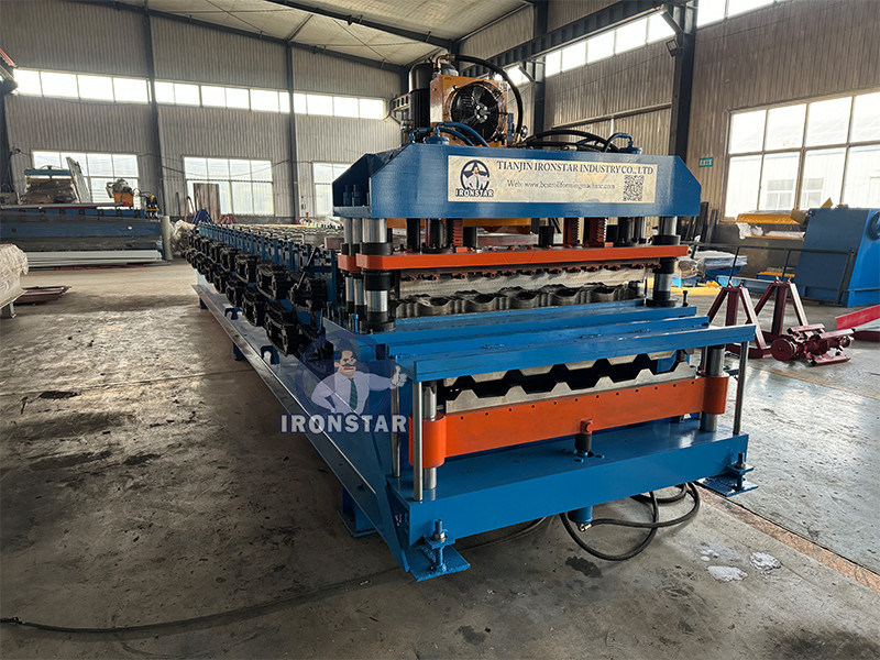 “6 Rib Trapezoidal Metal Sheet Glazed Tile Double Layer Roll Forming Machine For Slovakia Construction Roofing Double Layer 6 Rib Trapezoidal Glazed Tile Roll Forming Machine Slovakia”