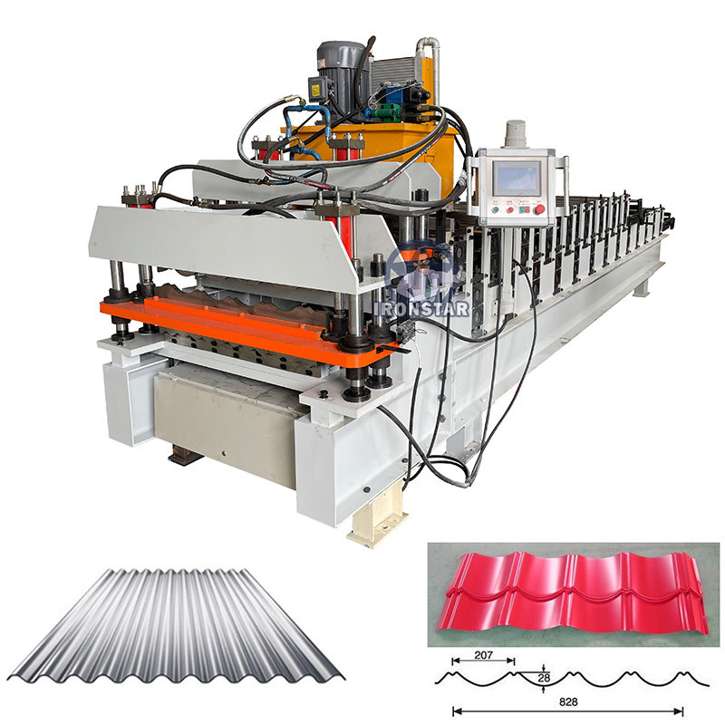 “Ironstar Two In One 836 Wave Sheet and 828 Roof Tile Double Layer Roll Forming Machine Equipment Flying Cutting System Automatic PLC Control Roofing Sheet Production Line Factory Direct Supply”