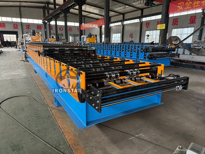 “5 Rib 4 Rib Trapezoidal Sheet Double Deck Roll Forming Machine 2 Layer Roll Forming Machine Full Automatic Metal Roofing Sheet Forming Equipment Production Line High Efficiency”