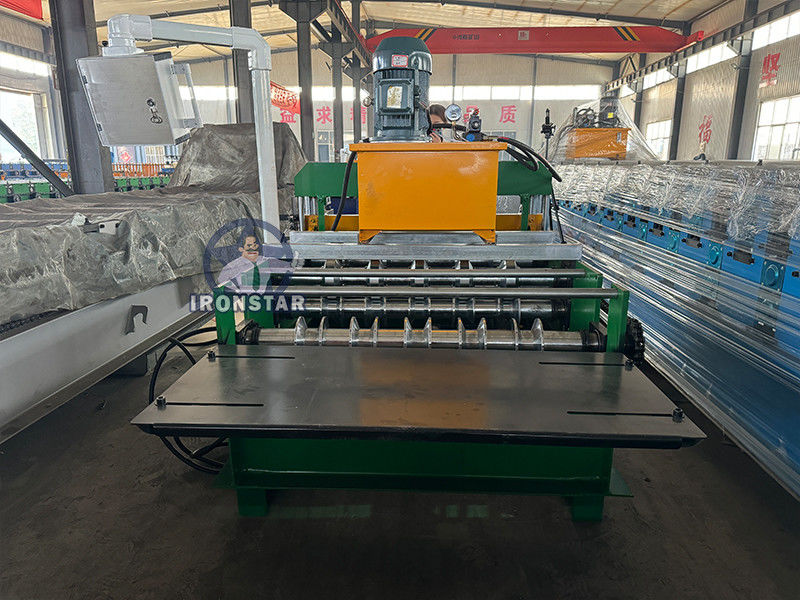 IBR Crimping roof sheet roll forming machine working video in South Africa automatic Horizontal crimp machine Raw material: PPGI