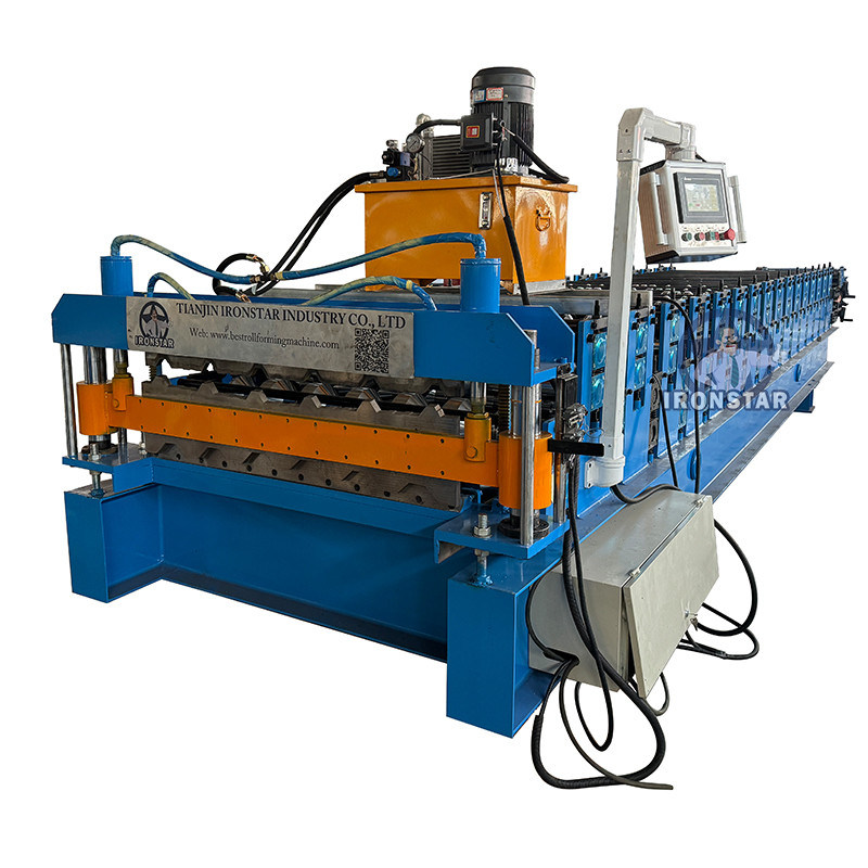 “Ironstar Full Automatic PLC Control 6 Rib and 6 Rib Trapezoidal Sheet Double Layer Roll Forming Machine 2 Layer Double Deck Metal Roofing Sheet Making Machine Production Line for America”