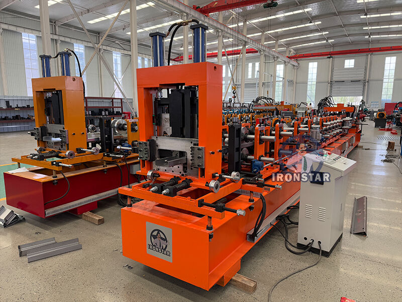 “PLC Controlled Hydraulic Fast Switch CZ Purlin Roll Forming Machine Full Automatic Galvanized Purlin Making Equipment Auto Hydraulic Adjust CZ Purlin Roll Forming Machine Quick Size Change C Z ”